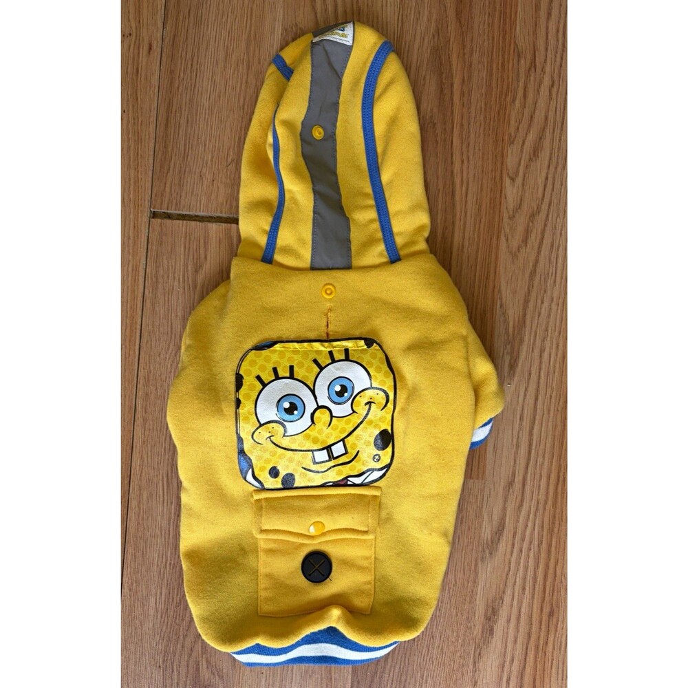 Nickelodeon SpongeBob SquarePants Hooded Dog Hoodie S/M Yellow/Blue/Gray